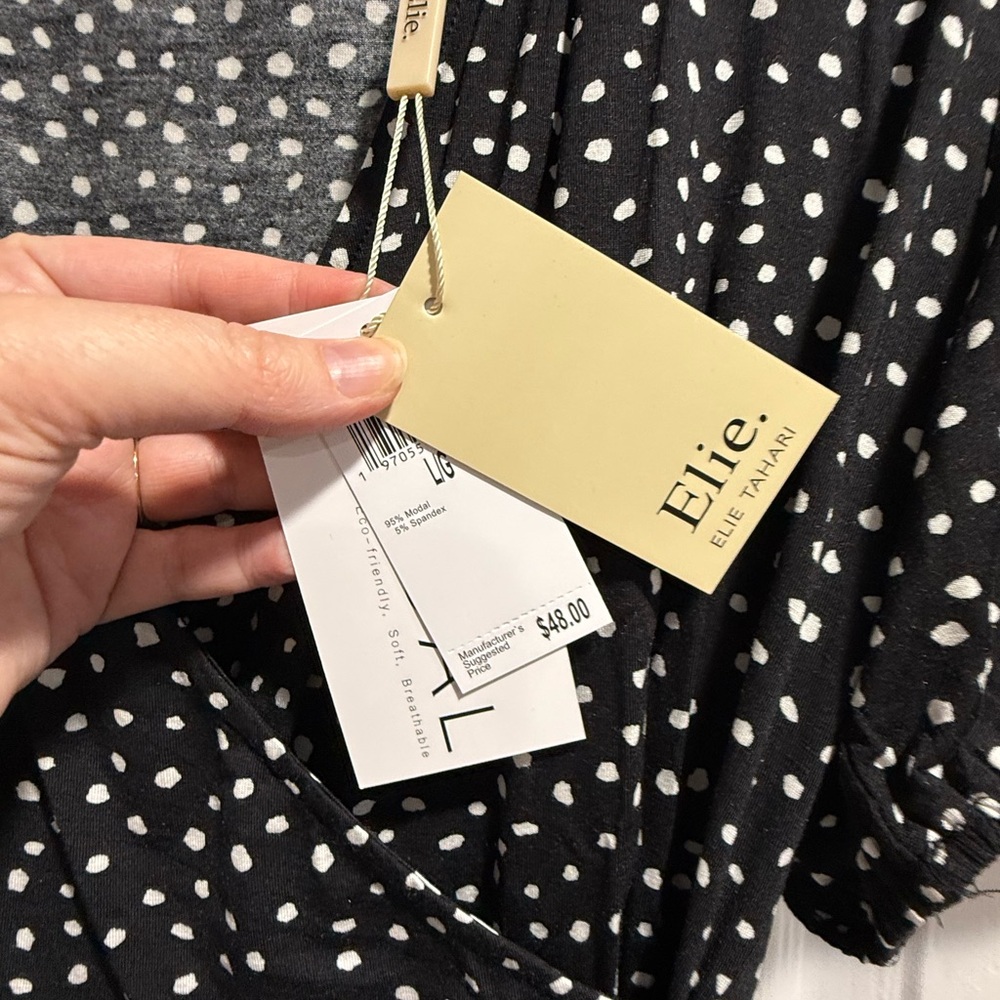 Elie Tahari Black and White Polka Dot Blouse - Picture 3 of 3